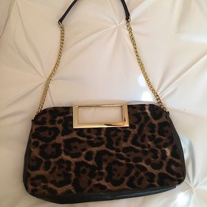 Michael Kors Leopard Print Calf Hair Clutch